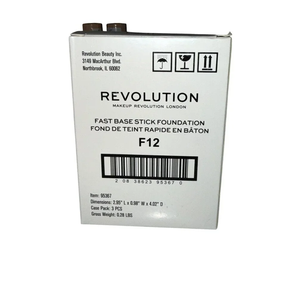 Makeup Revolution Fast Base Stick Foundation F12 0.21oz / 6.2g – Lot of 3 – New